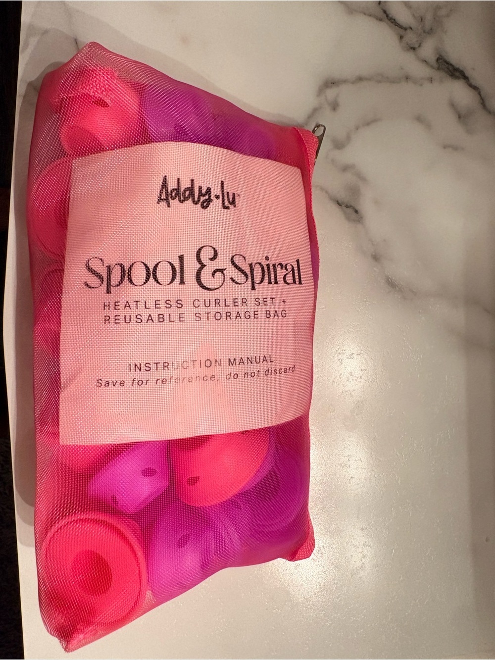 Spool & Spiral Heatless Curler Set in Pink